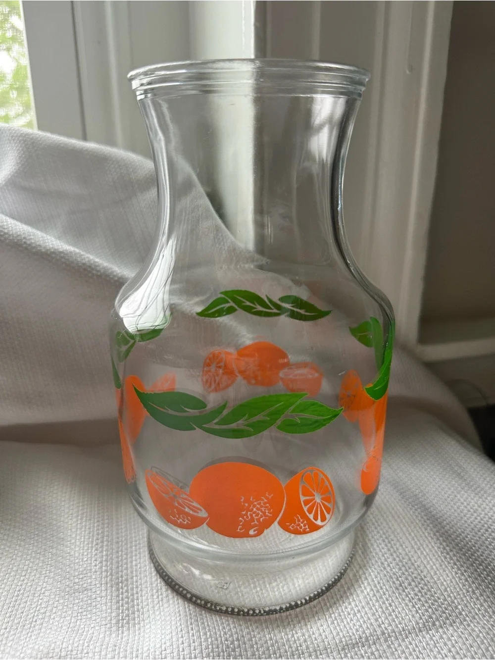 VTG Anchor Hocking Orange Juice Carafe Pitcher W 5 Juice Glasses Retro 70s EUC
